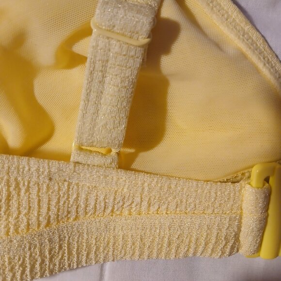 Peek and Beau Women's Fuller Bust  Ribbed Triangle  Bikini Top NWT Lemon - Picture 5 of 10